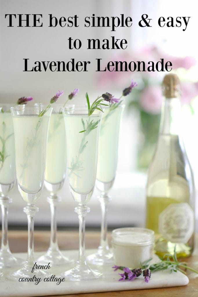 Lavender lemonade in champagne flutes 