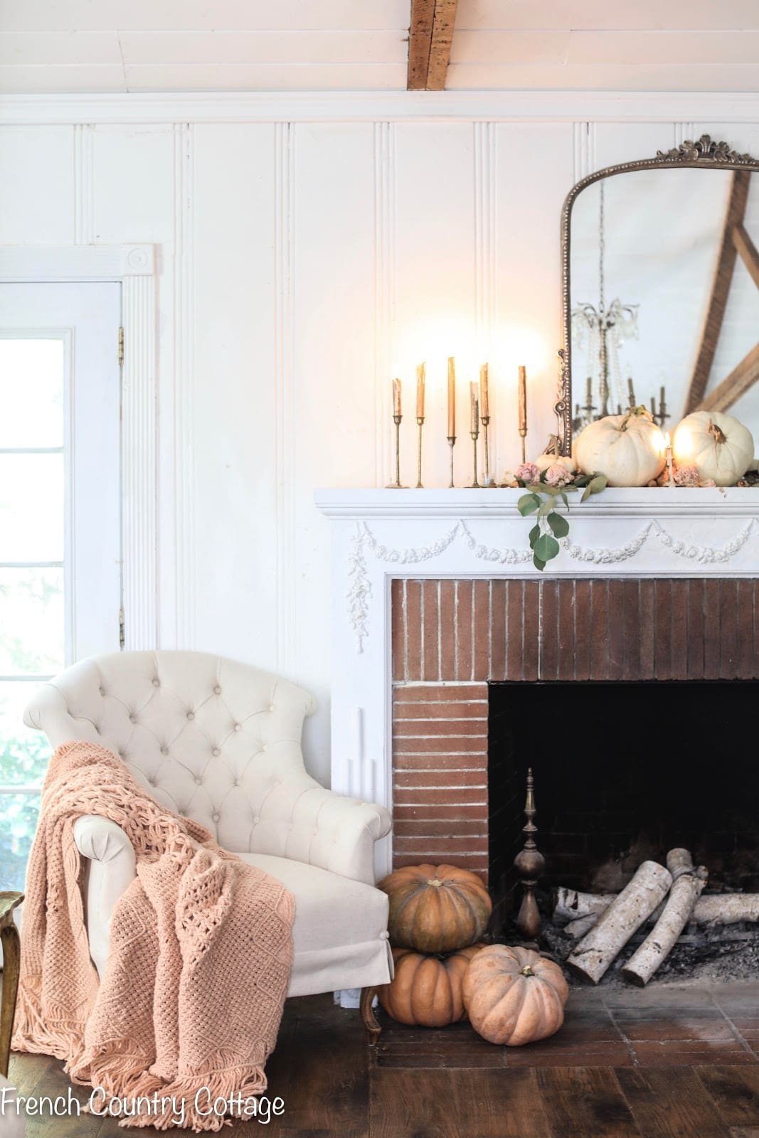 fireplace in autumn 