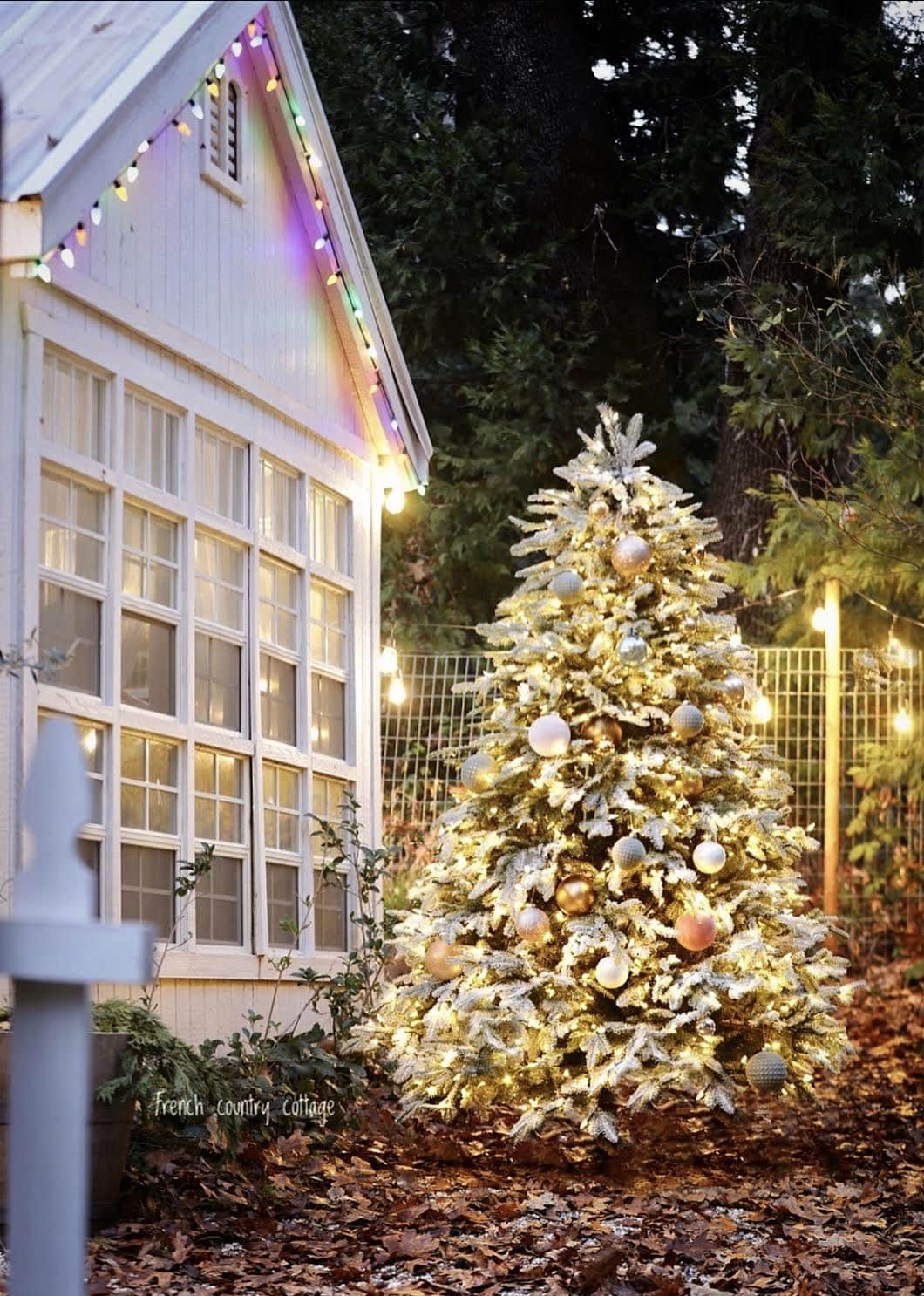 Merry Little Christmas Greenhouse Tree French Country Cottage