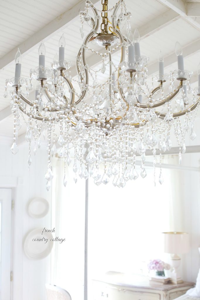 close up of crystal chandelier 