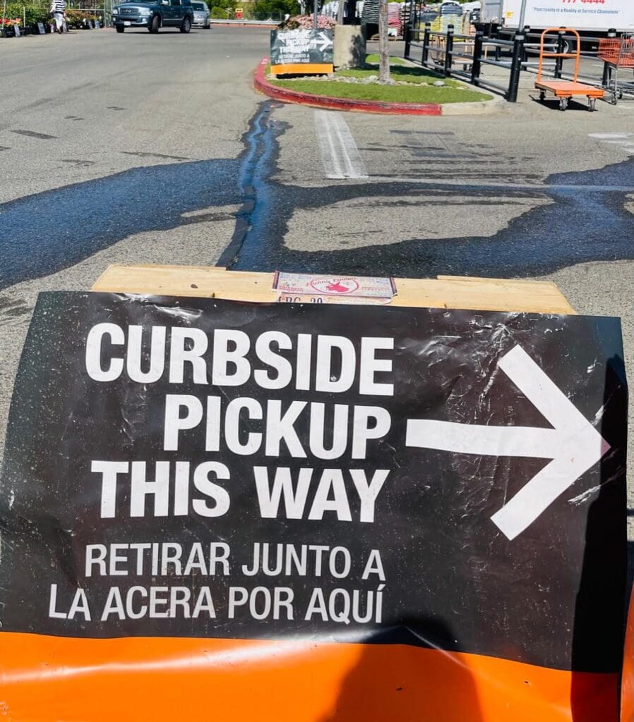 Curbside pick up at Home Depot 