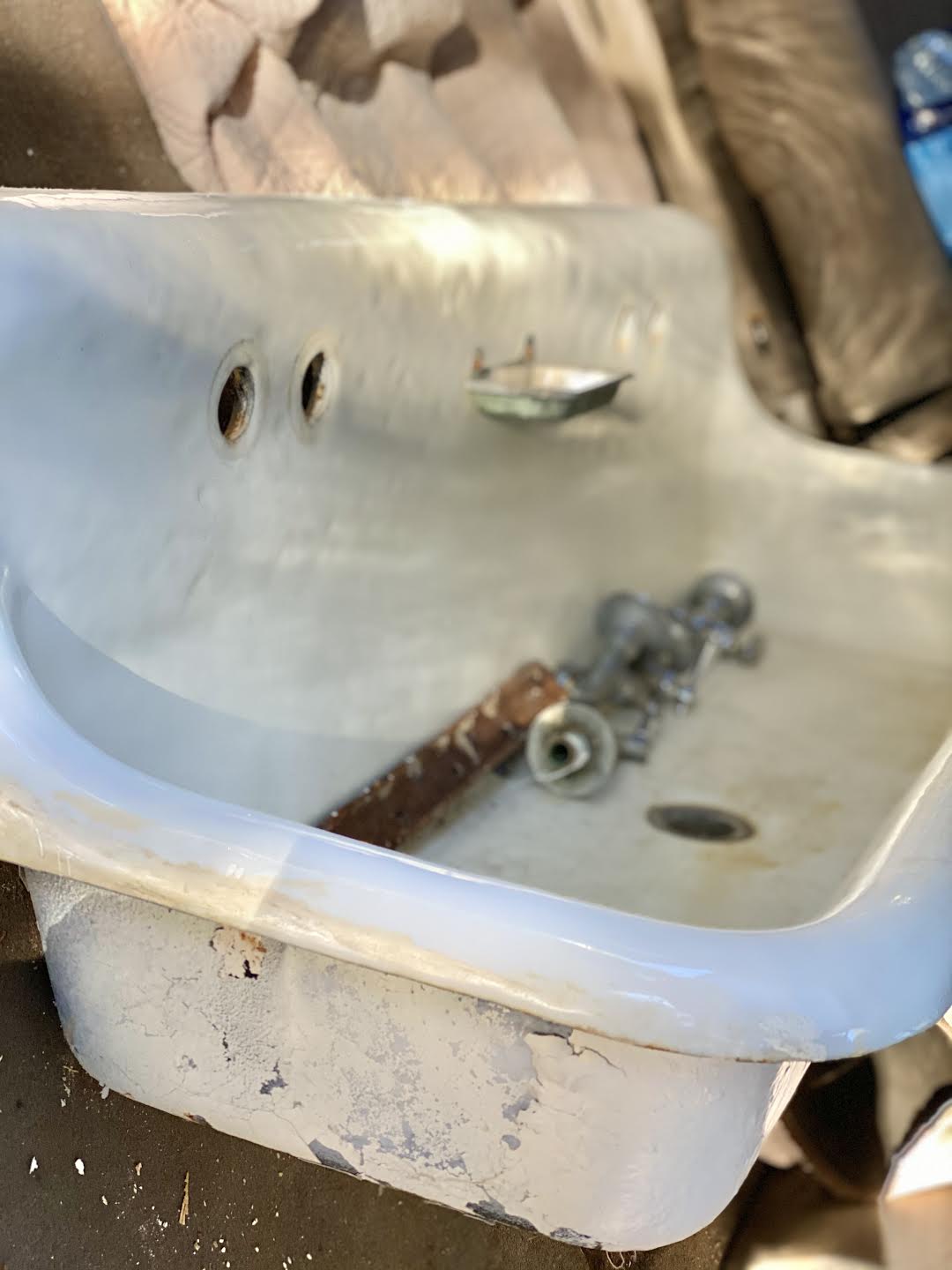 Bathroom Renovation Installing an Antique Farm Trough Sink French