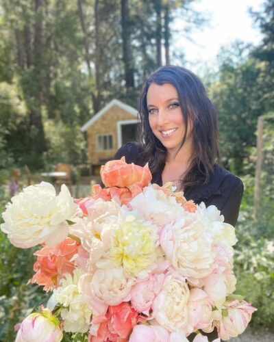 girl holding flowers