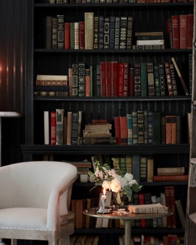 antique books in cupboard