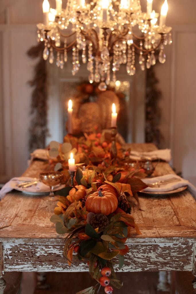 autumn garland centerpiece  on table 