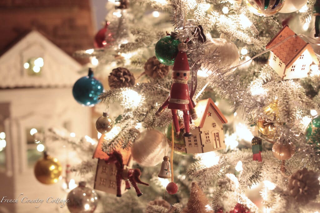 santa ornament on tree 