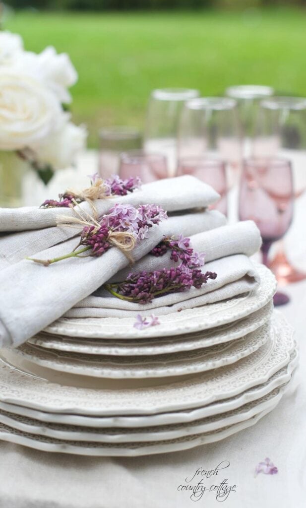 lilac on plates 