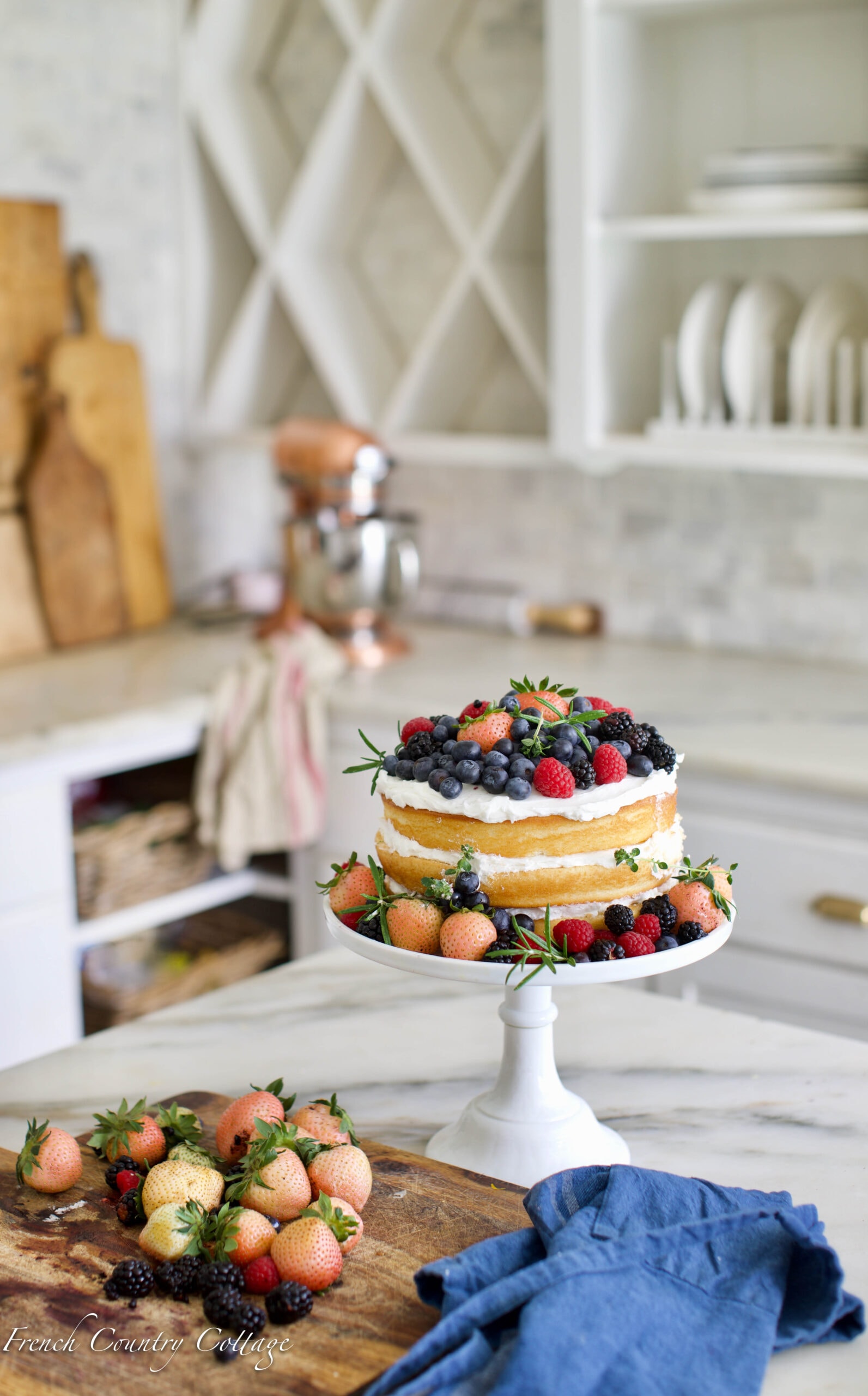 Easy Fresh Fruit Topped Cake - French Country Cottage