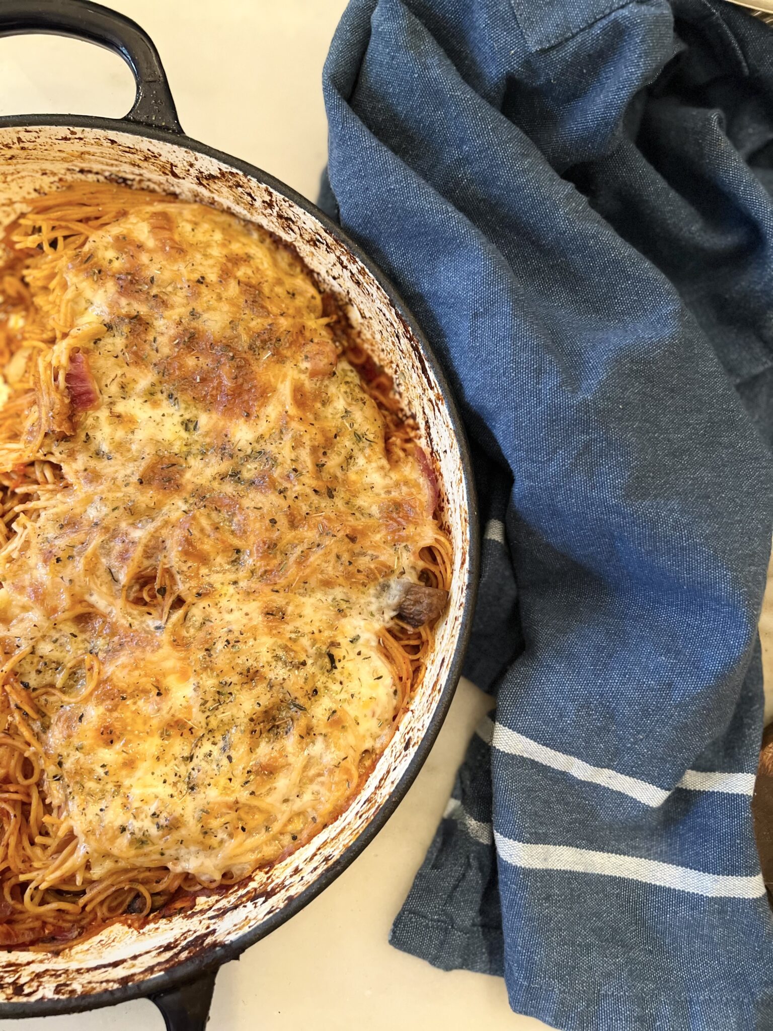 The Best First Day Twice Baked Spaghetti Recipe - French Country Cottage