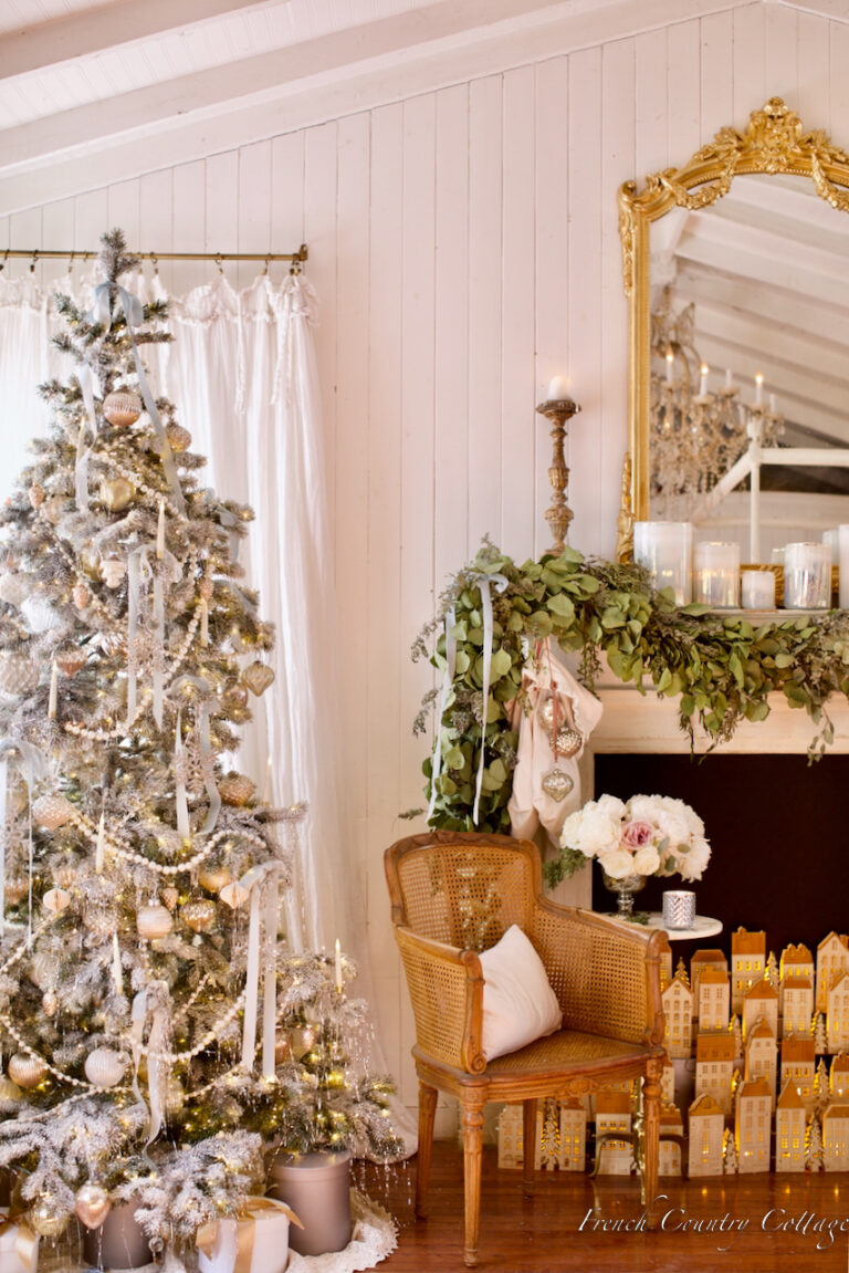 Simple Charming French Country Christmas Mantel - French Country Cottage
