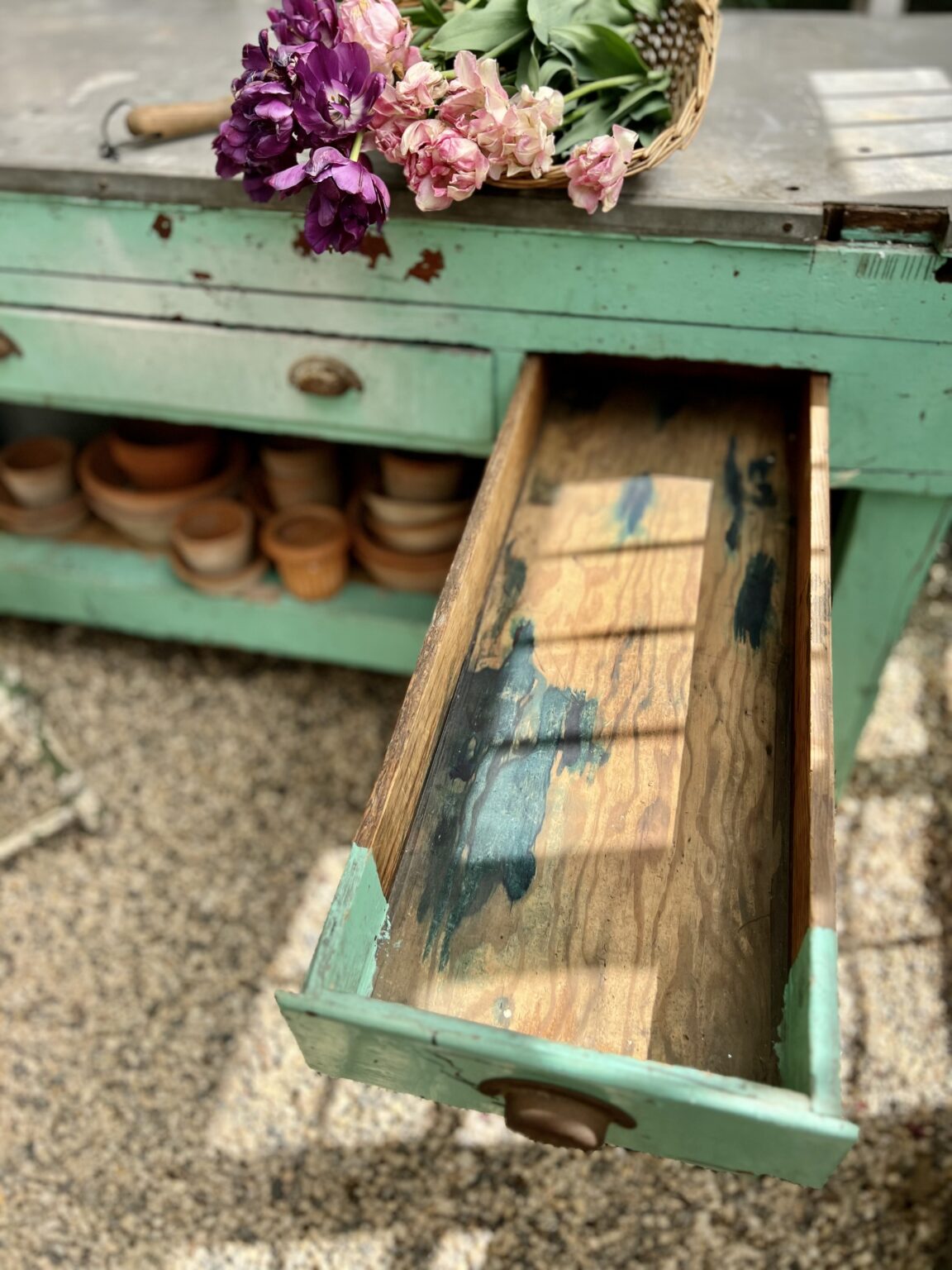 Unique & Charming Antique Work Bench Treasure - French Country Cottage