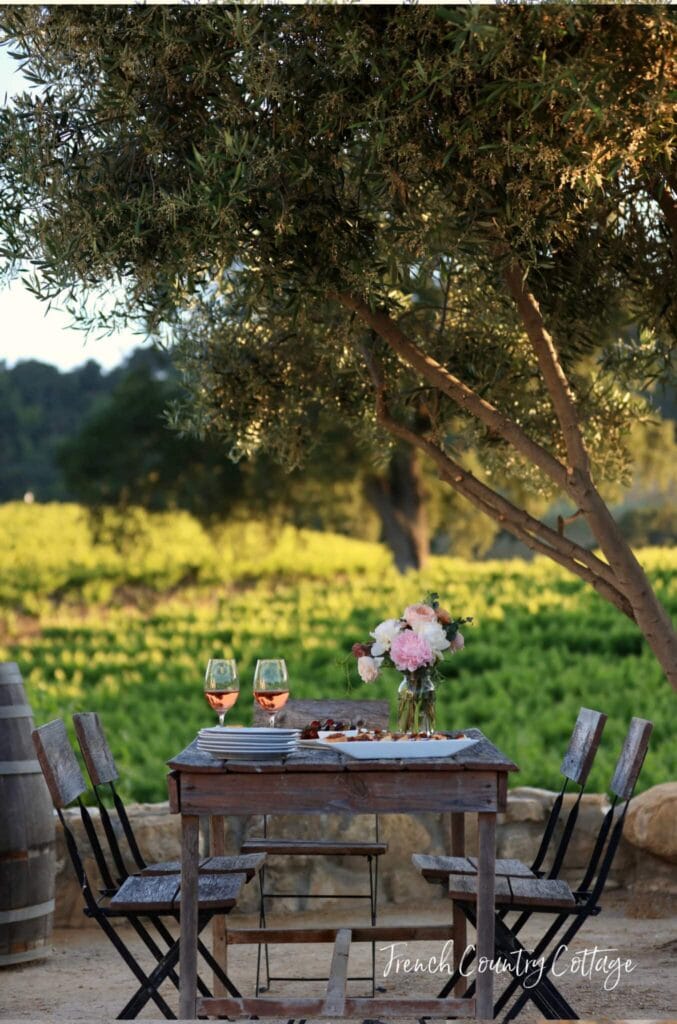 Table set up by vineyard for 4th of July 