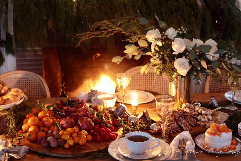 cozy fireside gathering table from French Country Cottage Christmas 