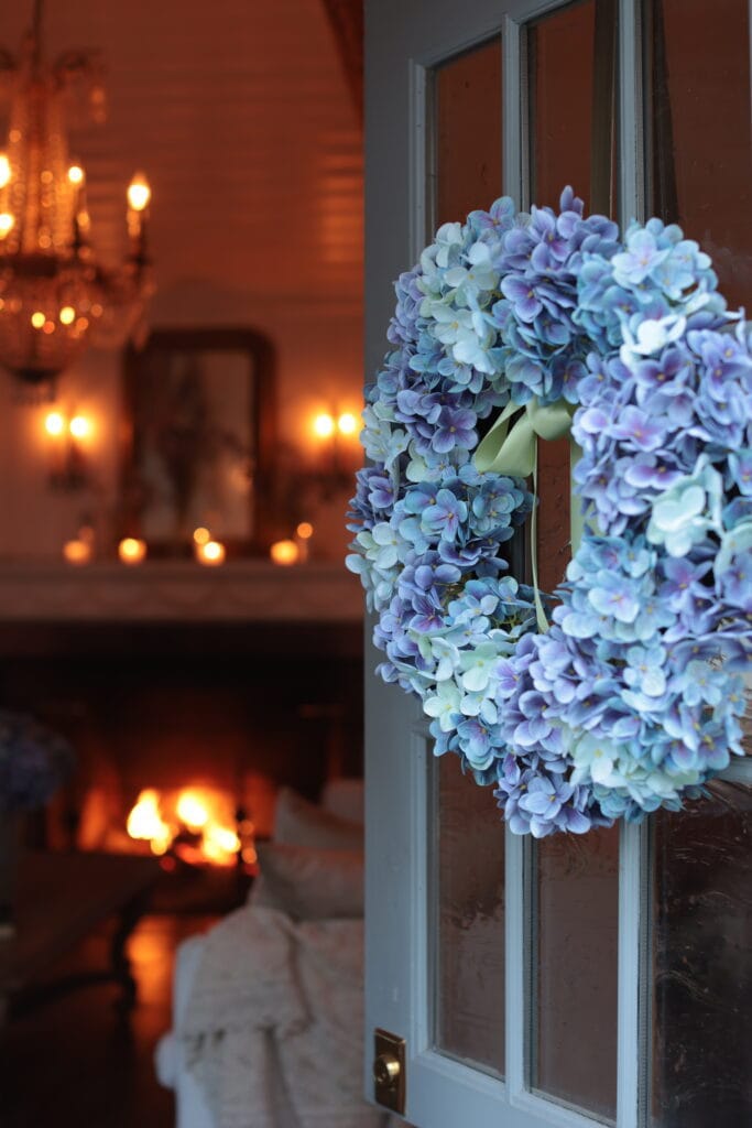 hydrangea wreath front porch